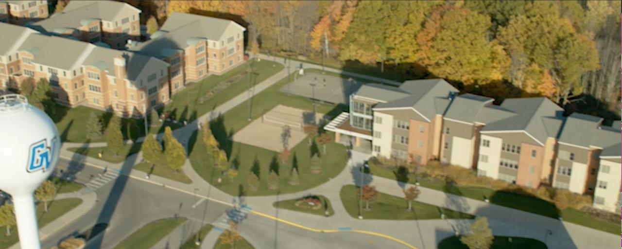 Drone footage of GVSU on campus housing